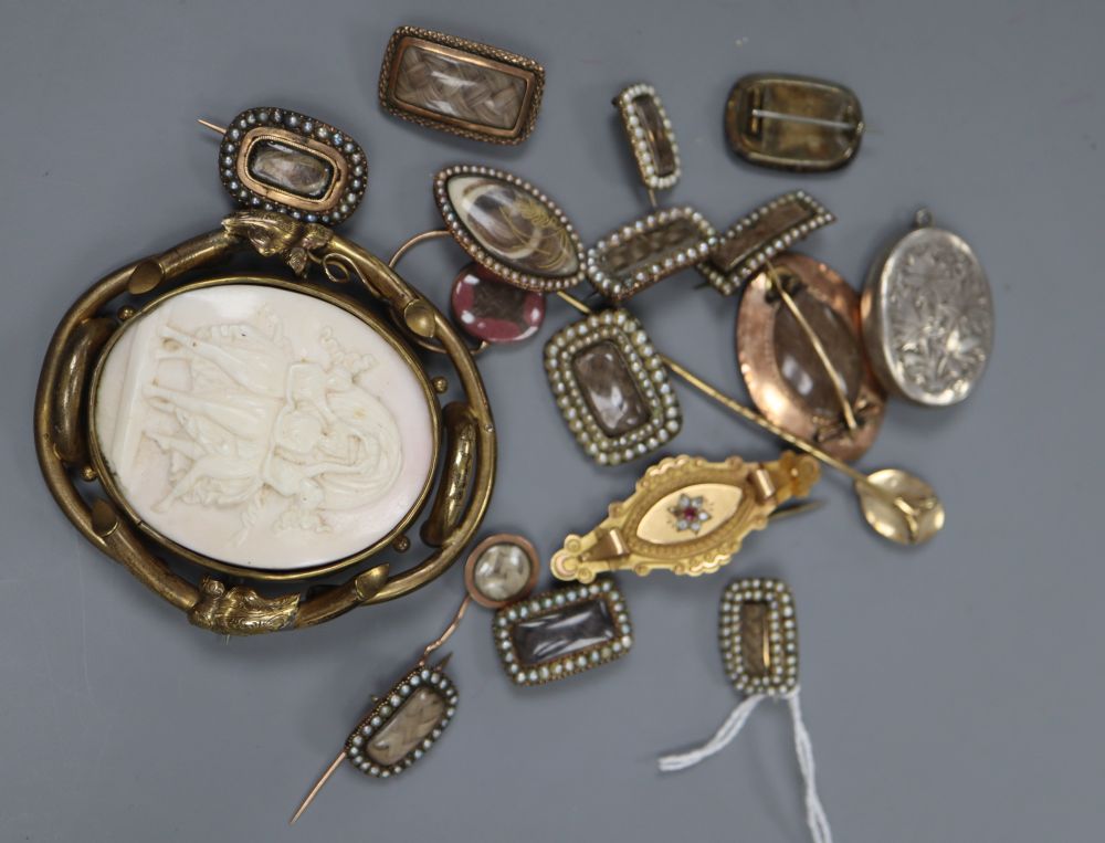 A group of assorted mourning jewellery